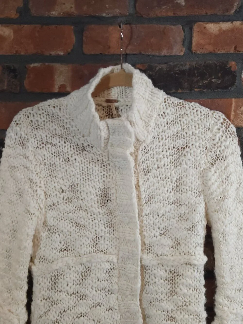 Free People Chunky Open Knit Flared Sleeve Midi Length Cardigan Boho Women's S